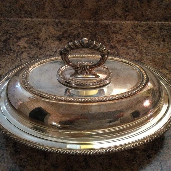 Vintage Primrose Plate EP Copper lidded covered serving bowl mmts 6040 eb - Picture 9 of 9